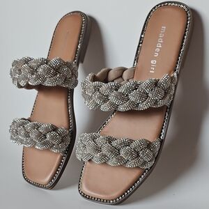 Madden Girl Silver Braided Sandals with Flat Sole